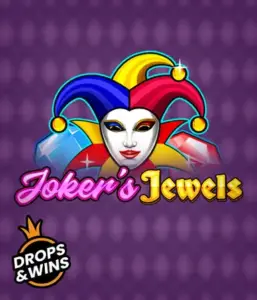 Discover the vibrant world of Joker's Jewels slot by Pragmatic Play, featuring a mesmerizing joker's mask adorned with a multicolored jester hat. This graphic evokes the joyful spirit of classic slots, set against a deep purple background. Ideal for fans of joker-themed slots, promising a entertaining gaming experience. 