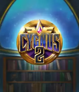 Discover the enchanting visuals of ELK Studios' Cygnus 2 Slot, featuring a stunning logo with a shining design in purple and gold. Set against a starlit background of a library, this graphic evokes the essence of adventure and mystery. 